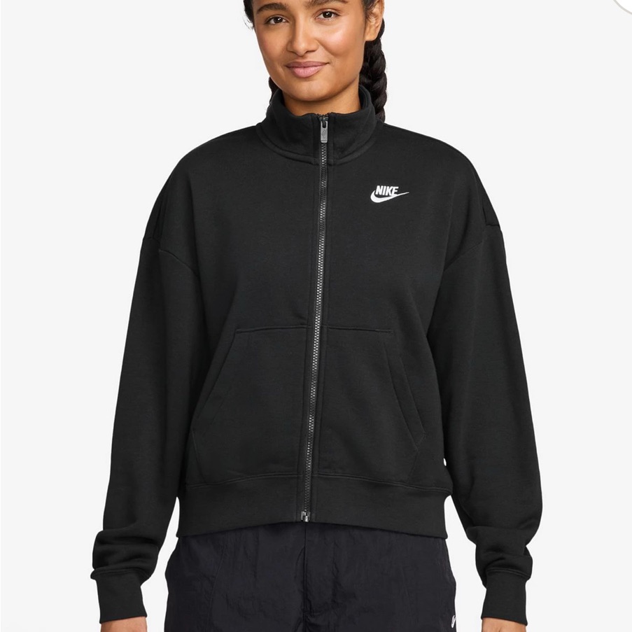 Nike Women’s Mock Neck Black Full-Zip Sweatshirt Jacket Small Nwt